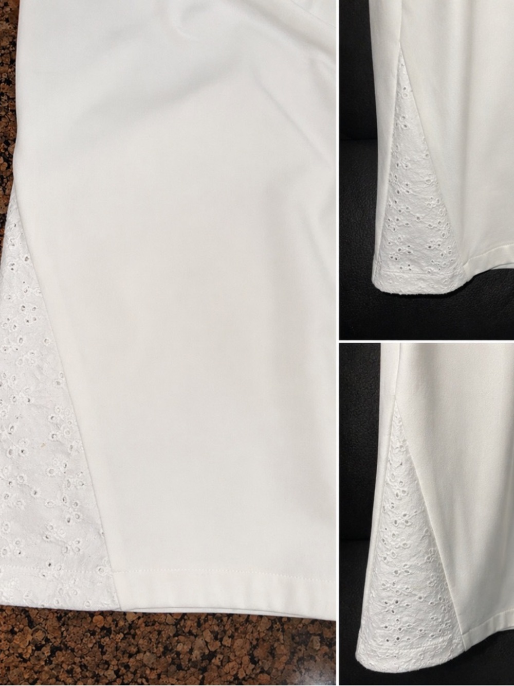 NWT Chico’s Weekend White Eyelet Wide Leg Capri Pants w/ pockets Size 4 (18-20) - Picture 8 of 14